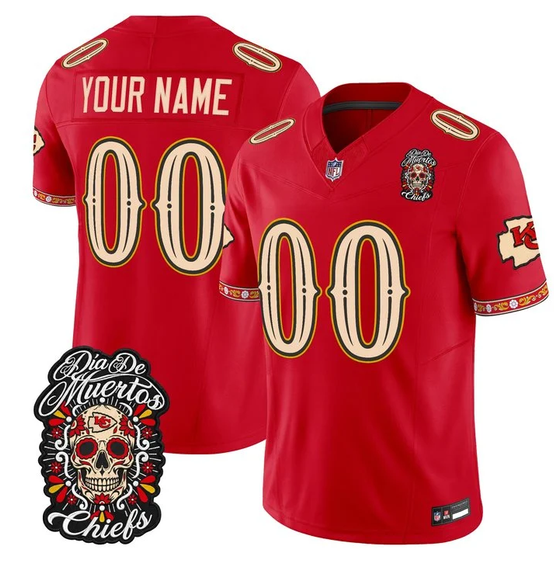 Men's Kansas City Chiefs Active Player Custom Red F.U.S.E. Día de los Muertos Vapor Limited Stitched Football Jersey
